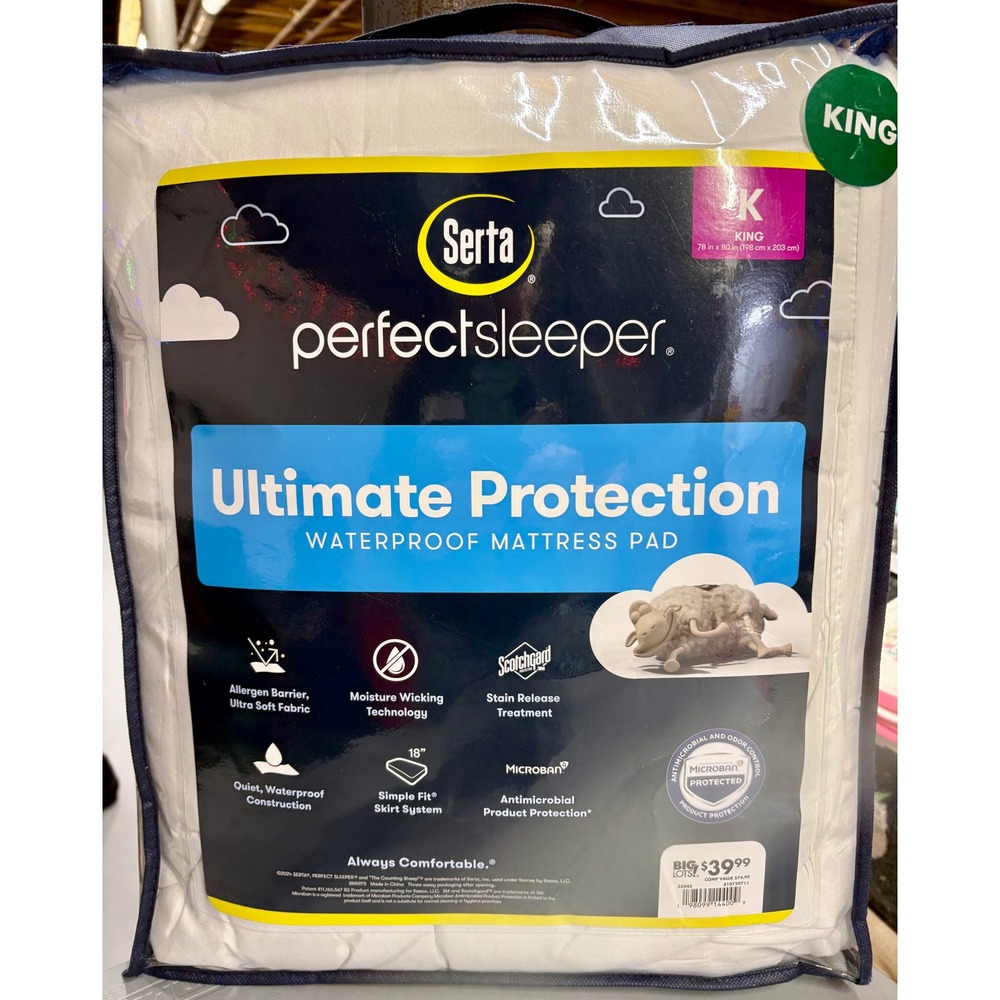Serta Perfect Sleeper Ultimate Protection Waterproof Mattress Pad King White NEW